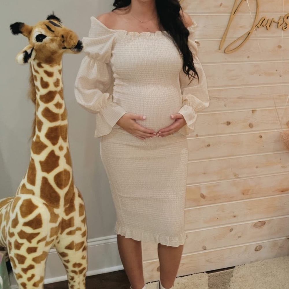 Petal & Pup Cream Off-Shoulder Midi Dress